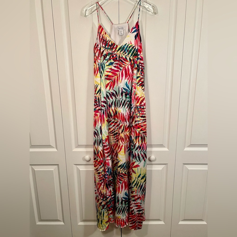 NICOLE MILLER NEW YORK Fern Print Matte Charmuse Maxi Dress Sz S